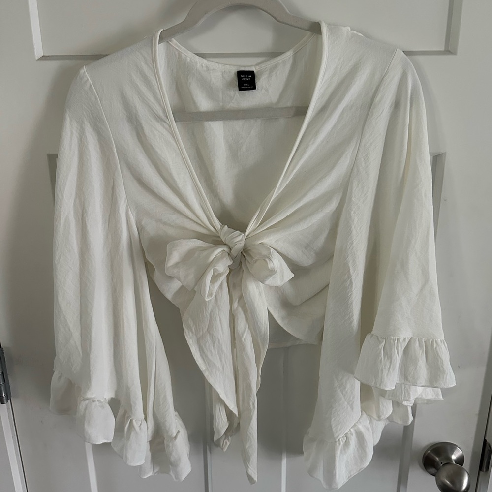 SHEIN curve Boho Butterfly Sleeve Tie Front Top 0XL